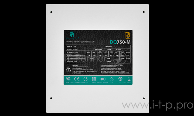 Блок питания Deepcool Quanta DQ750-M (ATX 2.31, 750W, Cable Management, PWM 120mm fan, Active PFC, 5*SATA, 4*PCI-E (6+2Pin), 4*Molex, 80+ GOLD) RET