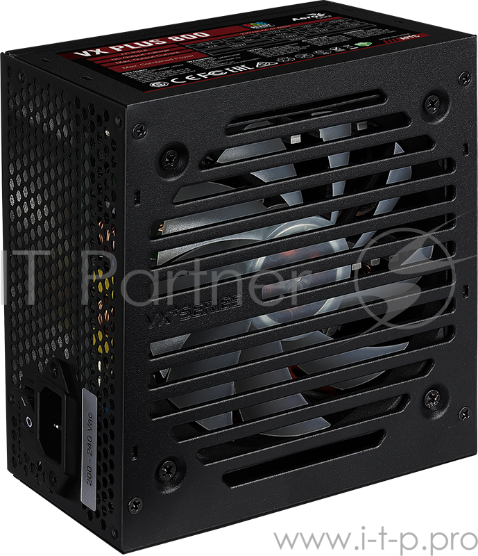 Блок питания Aerocool 800W Retail VX PLUS 800 RGB , подсветка, ATXv2.3 Haswell, fan 12cm, 500mm cable, power cord, PCIe 6+2P x4, SATA x6, PATA x4, FDD