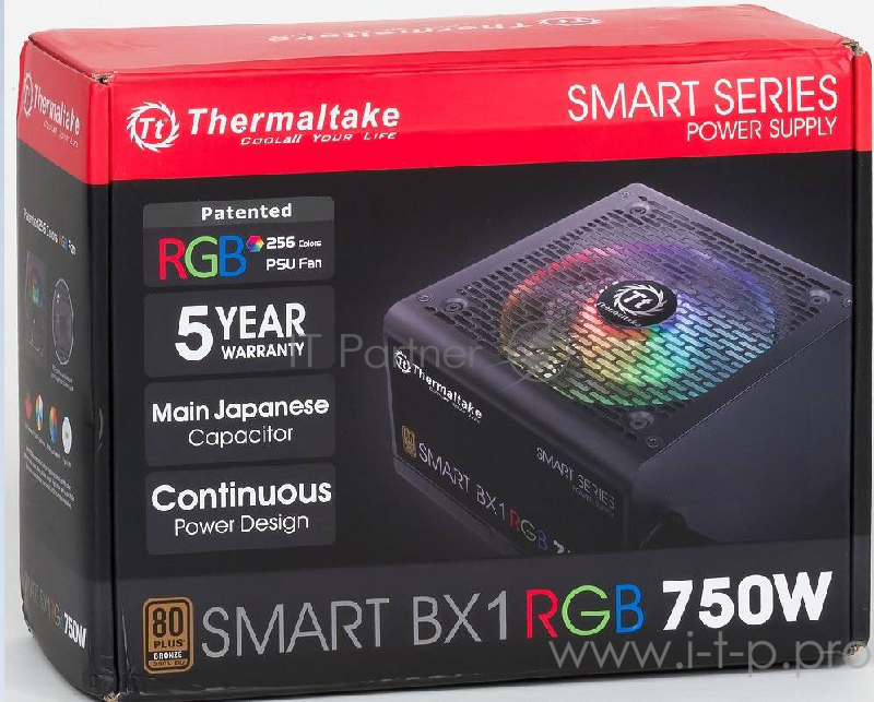 Блок питания Thermaltake Smart BX1 RGB (PS-SPR-0750NHSABE-1), 750W, APFC, 80+ Bronze, non-modular