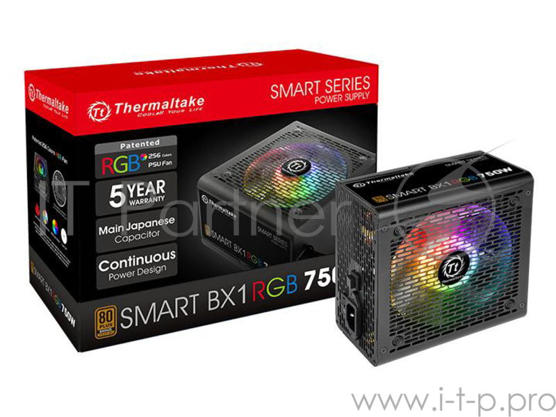 Блок питания Thermaltake Smart BX1 RGB (PS-SPR-0750NHSABE-1), 750W, APFC, 80+ Bronze, non-modular