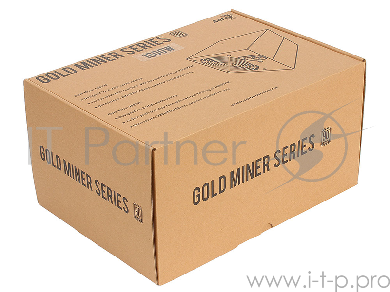 Блок питания Aerocool 1600W Retail GOLD MINER 1600 , внешний, 200x156x200мм(ШxВxД), 2x14cm, КПД 90%, 20+4P, 2x 4+4P, 12x PCI-E 6+2P, 4x SATA, 11x PATA