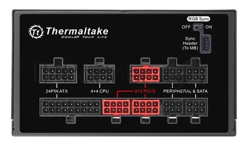 Блок питания Thermaltake Toughpower Grand RGB Sync (PS-TPG-0850FPCGEU-S), 850W, APFC, 80+ Gold, modular, синхронизация подсветки