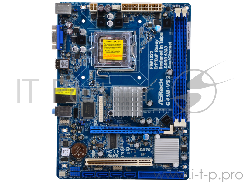 Материнская плата ASRock G41M-VS3 R2.0 RTL {S775, G41, DDR3 1333(OC), PCI-E, 6ch Audio, SATAII, mATX}