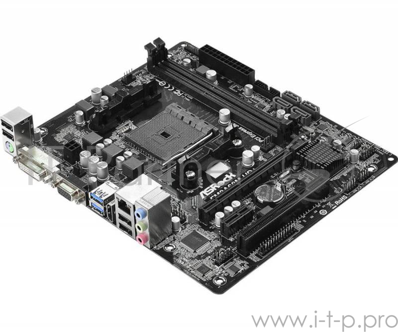 Материнская плата Asrock FM2A68M-HD+ Soc-FM2+ AMD A68H 2xDDR3 mATX AC`97 6ch(5.1) GbLAN RAID+VGA+DVI+HDMI