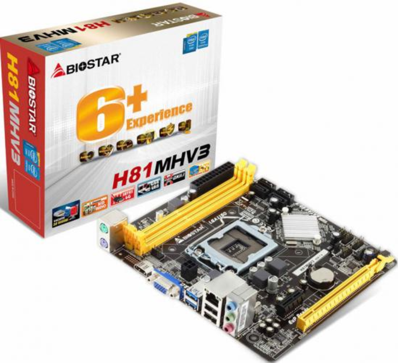 Материнская плата H81MHV3, Socket 1150, Intel H81, 2xDDR3-1600, 1xPCI-Ex16, 1xPCI-E, 2xSATA3, 2xSATA2, HDMI+D-SUB, 6CH, 2xUSB3, 4xUSB2, mATX, RTL {20}