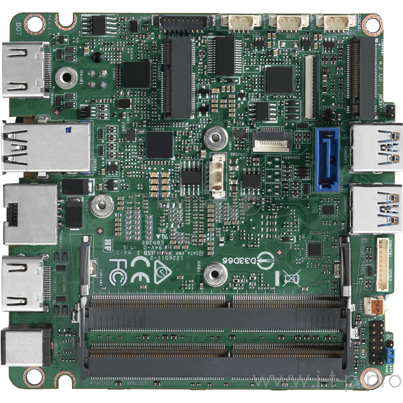 матплата с процессором Intel MotherBoard BLKNUC7i3DNBE, Intel i3-7100U, 2.4 GHz, 1xDDR4 SODIMM (up to 2133MHz/32Gb), VGA Intel HD Graphics 620 (2xHDMI 4K), 4xUSB3.0, 1xRS-232, GBL, no WiFi, 958795