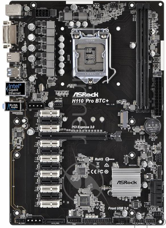 Материнская плата H110 S1151 ATX H110 PRO BTC+ ASROCK 1xPCI-E x16, 12xPCI-E x1
