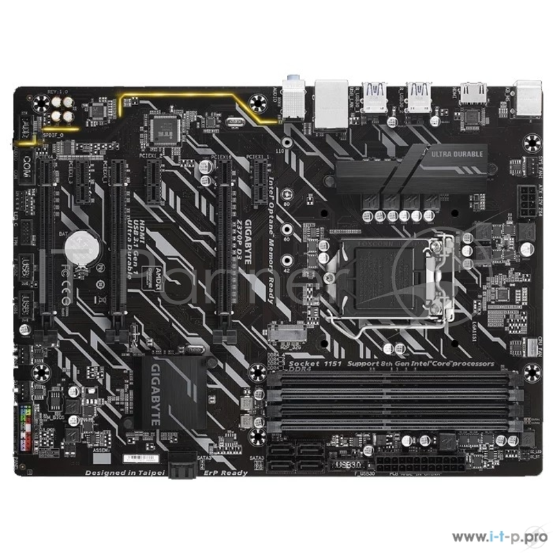Материнская плата Gigabyte GA-Z370P D3 RTL {LGA1151, Z370, 4DDR4, 3xPCI-E, SATA 6Gb/s+RAID, M2.,HDM, ATX}