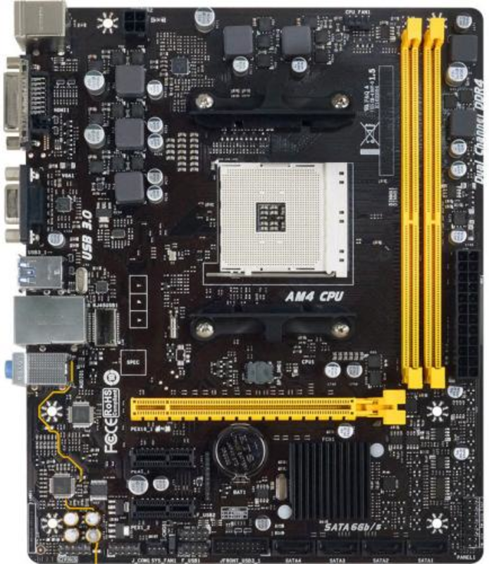 Материнская плата A320MD Pro, Socket AM4, AMD A320, 2xDDR4-2667, DVI-D, 1xPCI-Ex16, 2xPCI-Ex1, 4xSATA3(RAID 0/1/10), 8 Ch Audio, GLan, (2+4)xUSB2.0, (2+2)xUSB3.1, 2xPS/2, mATX, RTL, {20}