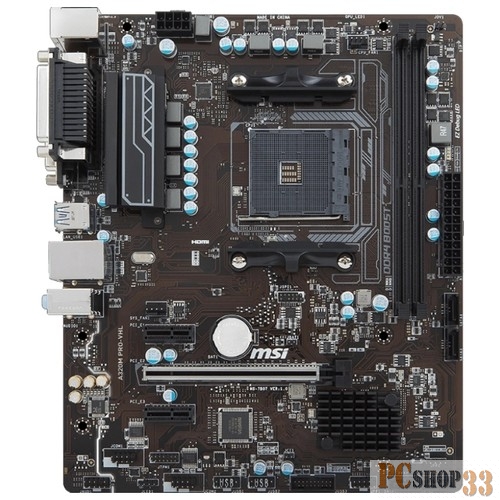 Мат. плата MSI A320M PRO-VHL <AM4, AMD A320, 2*DDR4, PCI-E16x, D-SUB, HDMI, SATAIII+RAID, GB Lan, USB 3.1Gen1, LPT, mATX, Retail>