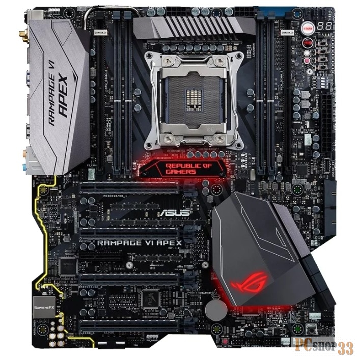 Материнская плата ROG RAMPAGE VI APEX, LGA2066,X299,2DIMM.2.U3.1,WIFI , RTL {5}