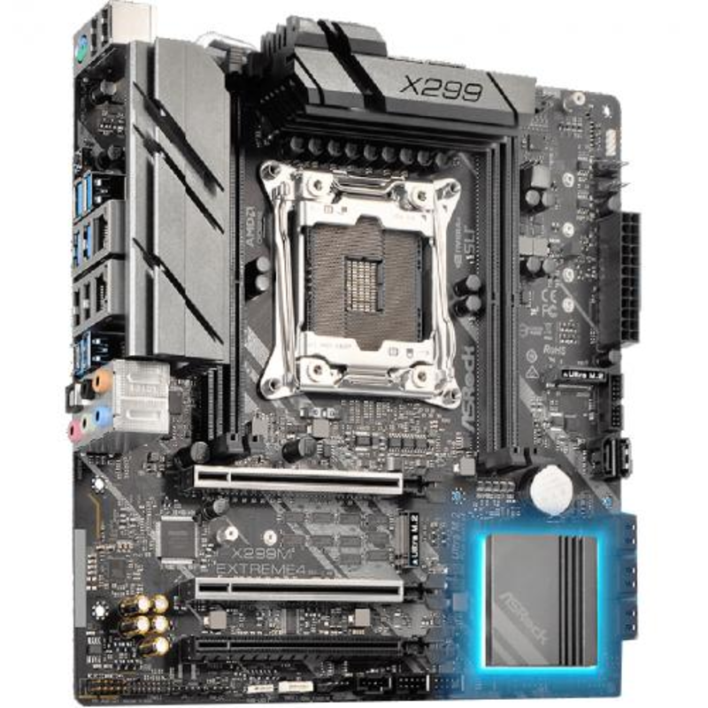 Материнская плата X299M EXTREME4, Socket 2066, Intel®X299, 4xDDR4-2666, 3xPCI-Ex16, 8xSATA3(RAID 0/1/5/10), 2xM.2, 8 Ch Audio, 2xGLan, (4+4)xUSB2.0, (5+2)xUSB3.1, 1xUSB3.1 Type-C™, 1xPS/2, mATX, RTL, {10}