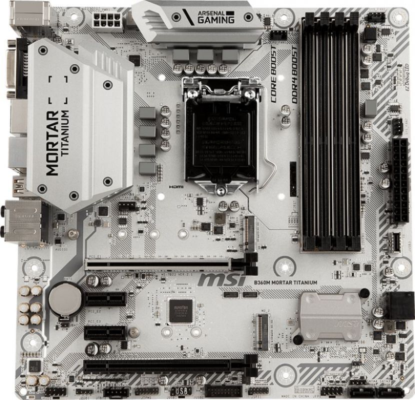 Материнская плата MSI B360M MORTAR TITANIUM Soc-1151v2 Intel B360 4xDDR4 mATX AC`97 8ch(7.1) GbLAN+DVI+HDMI+DP