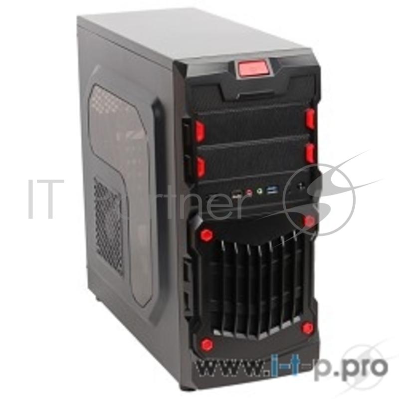 Корпус 3Cott 1818 ATX, без БП, окно, 1x USB3.0 (с доп. коннектором USB 2.0), 1x USB2.0, 2х12см LED новые красные вент-ры, HD аудио, фильтр от пыли.