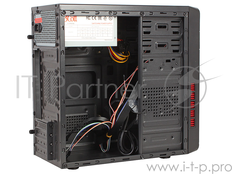 Корпус 3Cott 3C-MATX-R831, Black, mATX, блок питания 400 Вт, выходы USB 2.0x2, Audio+Mic, материал шасси класса A, SPCC толщиной 0.5mm