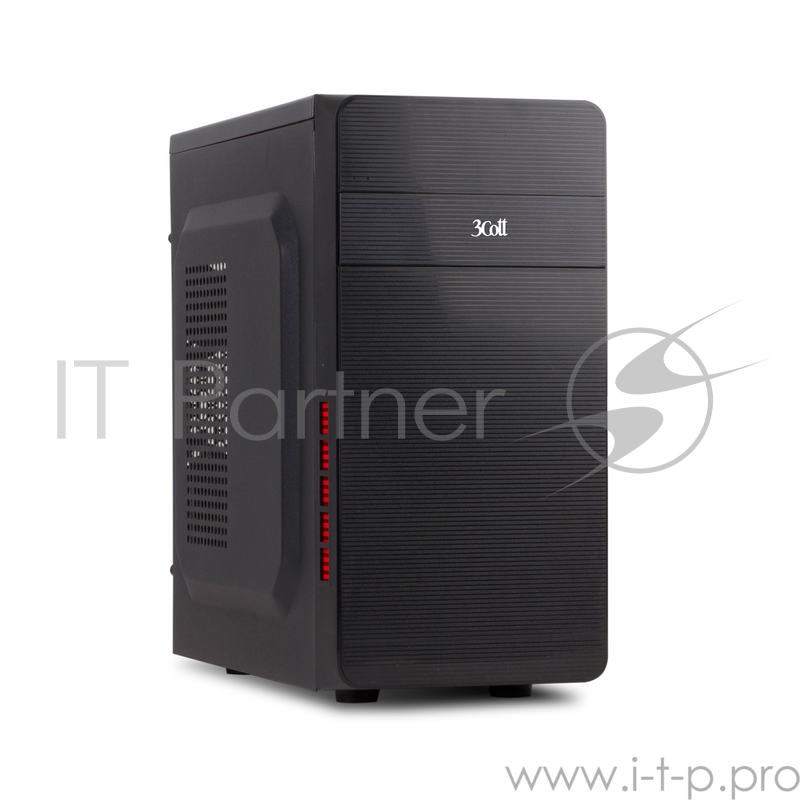 Корпус 3Cott 3C-MATX-R831, Black, mATX, блок питания 400 Вт, выходы USB 2.0x2, Audio+Mic, материал шасси класса A, SPCC толщиной 0.5mm