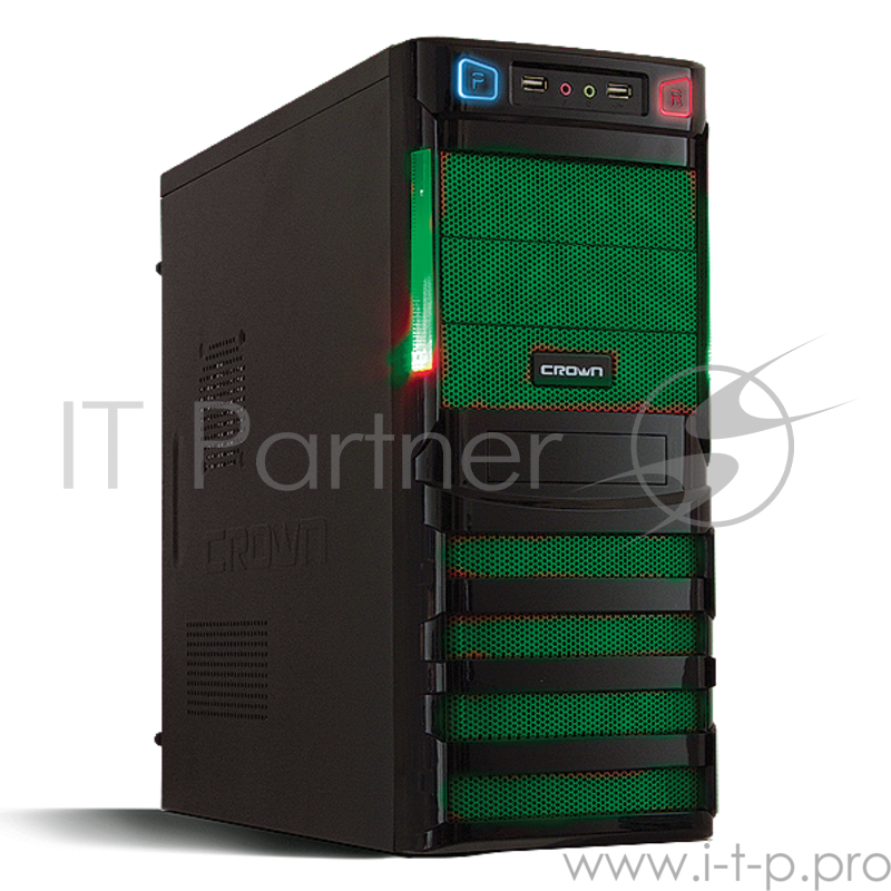 Корпус Miditower CROWN CMC-SM162 black/green ATX (CM-PS450W smart)