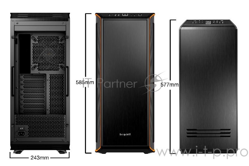 Корпус BE QUIET! Dark Base 900 Orange / E-ATX / 2x5.25, 7x3.5, 15x2.5 / black+orange