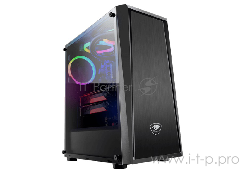 Корпус Cougar MX340, без БП, большое боковое окно из закалённого стекла, чёрный, ATX