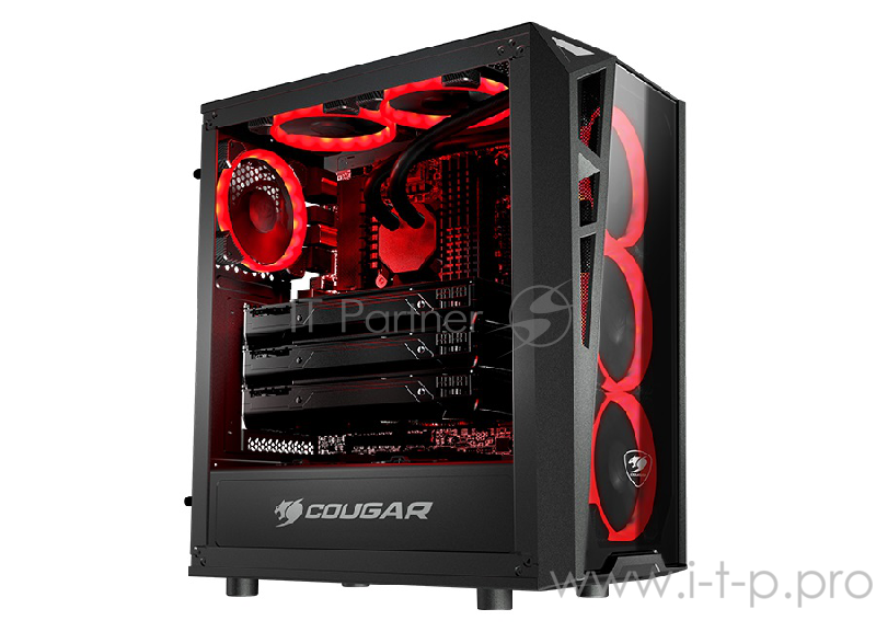 Корпус Cougar Turret, без БП, большое боковое окно из закалённого стекла, чёрный, ATX