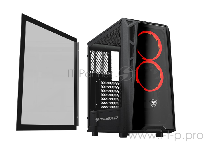 Корпус Cougar Turret, без БП, большое боковое окно из закалённого стекла, чёрный, ATX