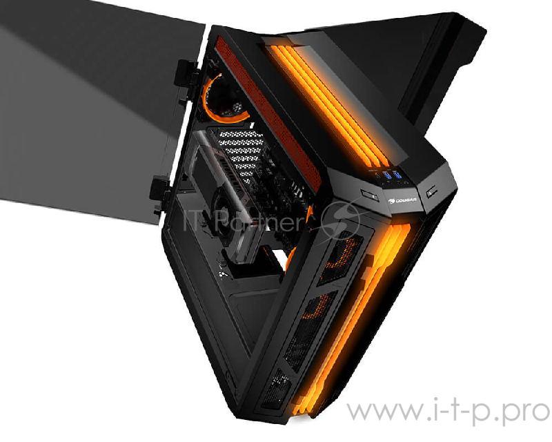 Корпус Cougar Gemini T, без БП, RGB, боковые панели из закалённого стекла, чёрный, ATX