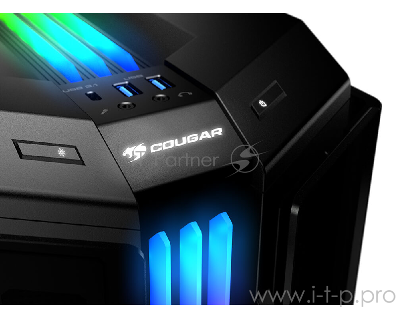 Корпус Cougar Gemini T, без БП, RGB, боковые панели из закалённого стекла, чёрный, ATX