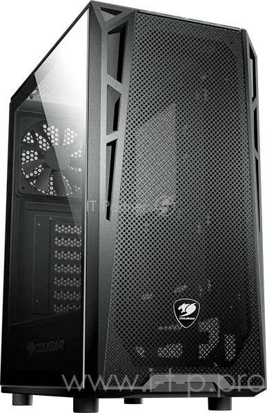 Корпус Cougar Turret Mesh, без БП, большое боковое окно из закалённого стекла, чёрный, ATX
