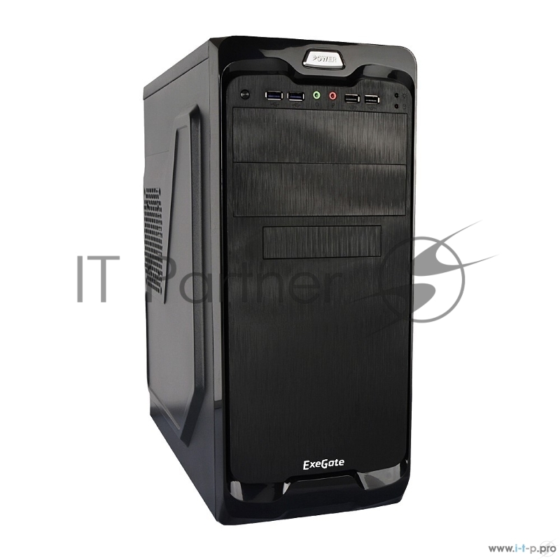Корпус Miditower Exegate UN-604 Black, ATX, <UN400, 120mm> 2*USB+2*USB3.0, Audio