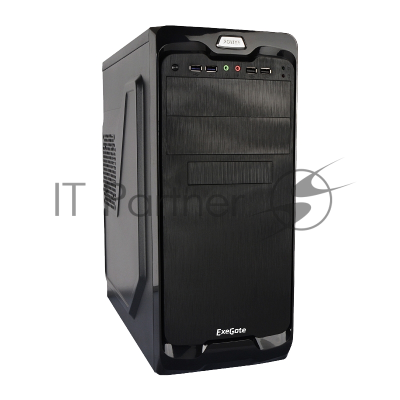 Корпус Miditower Exegate UN-604 Black, ATX, <UN400, 120mm> 2*USB+2*USB3.0, Audio