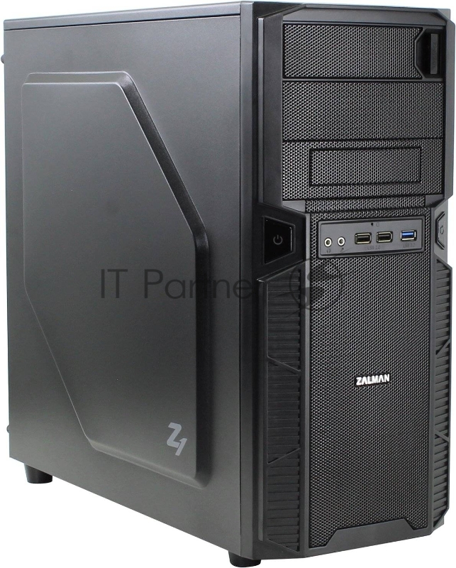 Корпус Zalman Z1 <Middle Tower, ATX,micro-ATX, без БП, размеры 199(Ш)х432(В)х457(Г)мм, черный, 5.25 х2 (внешний), 3.5х4 и 2.5х1 (внутренние), 120мм вентиляторы спереди и сзади, USB 3.0. и 2.0>
