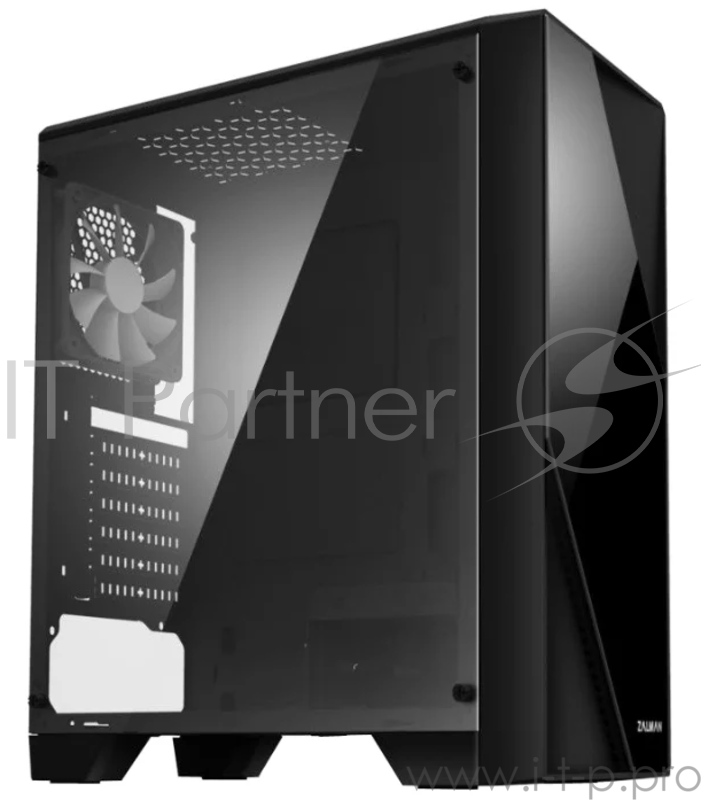 Корпус ZALMAN S1, без БП, большое боковое окно, черный, ATX