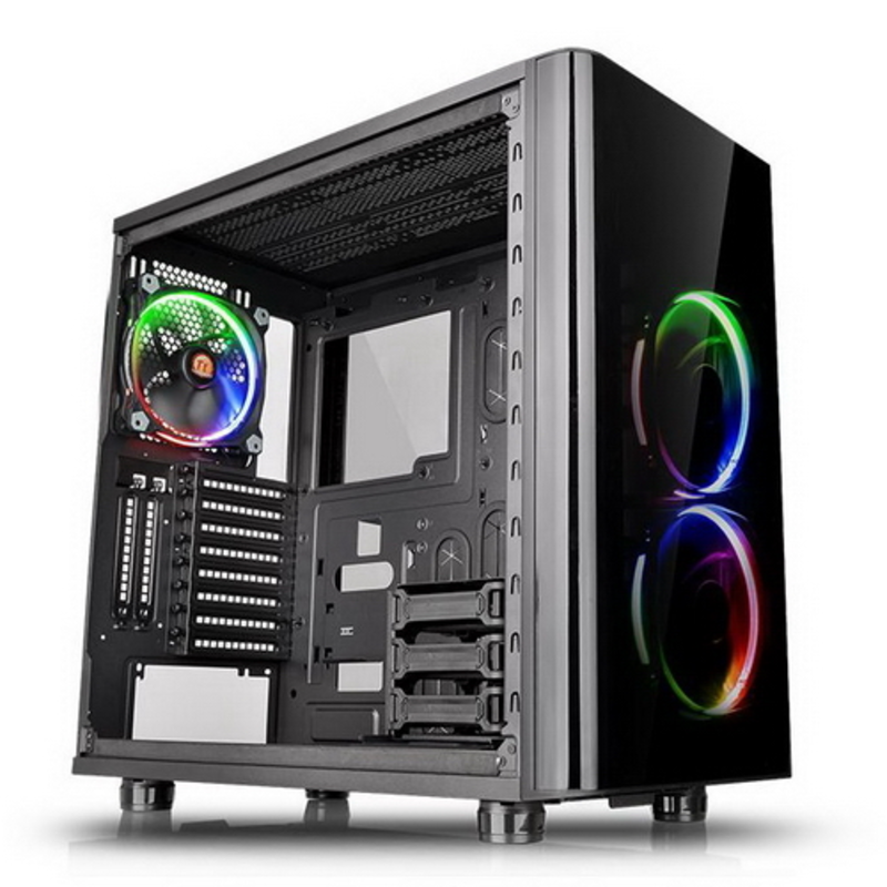 Корпус CA-1H8-00M1WN-01 View 31 TG RGB/Black/Win/SGCC/Tempered Glass x 2 (7832)