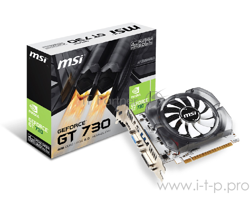 Видеокарта MSI PCI-E N730-4GD3V2 nVidia GeForce GT 730 4096Mb 128bit DDR3 700/1000 DVIx1/HDMIx1/CRTx1/HDCP Ret