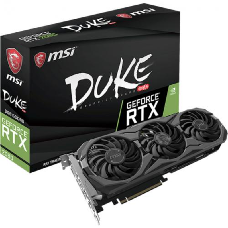 Видеокарта MSI PCI-E RTX 2080 DUKE 8G OC nVidia GeForce RTX 2080 8192Mb 256bit GDDR6 1515/14000/HDMIx1/DPx3/Type-Cx Ret