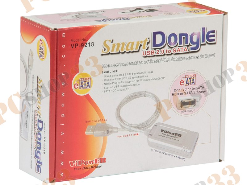 Кабель-переходник USB2.0->e-SATA VIPowER VP-9218-S-E