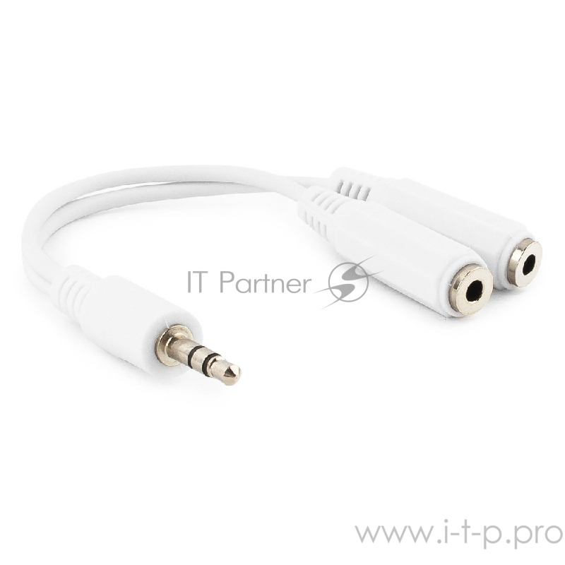 Кабель-переходник аудио 3.5мм стерео-> 2x3.5мм (F) Gembird Cablexpert CCA-415W (0.1м)