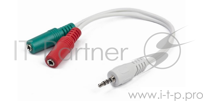 Кабель-переходник аудио 3.5мм стерео-> 2x3.5мм (F) Gembird Cablexpert CCA-417W (0.2м)