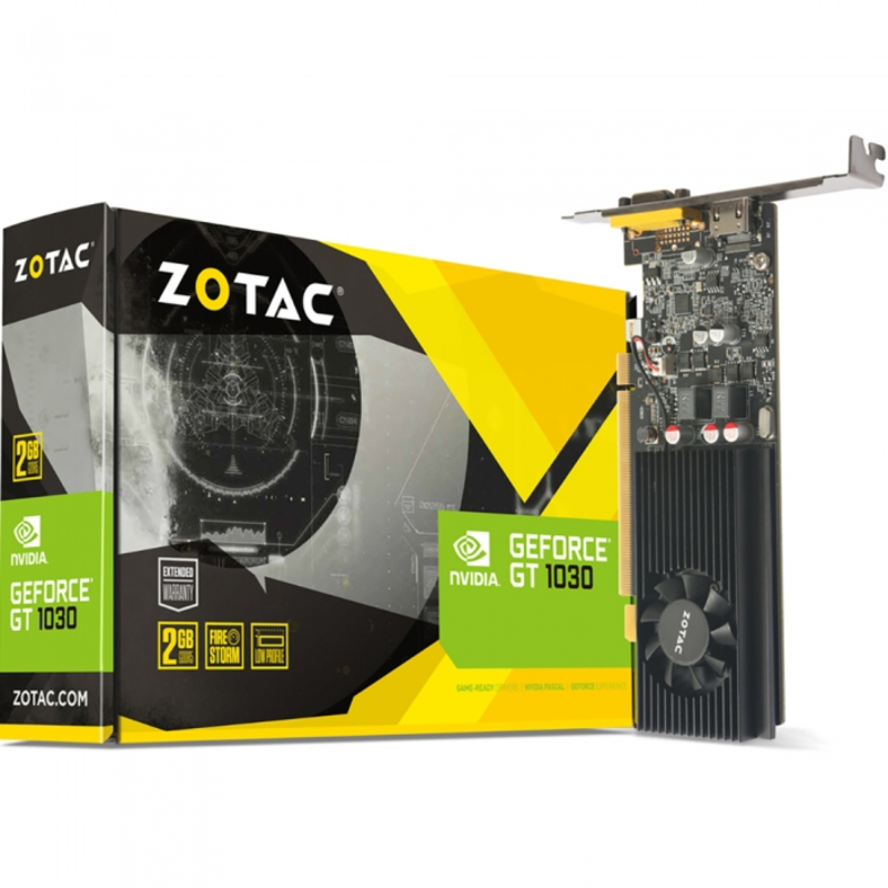 Видеокарта Zotac GT 1030, Low Profile 2GB, 64bit, GDDR5, HDMI/VGA,ZT-P10300E-10L RTL {20}