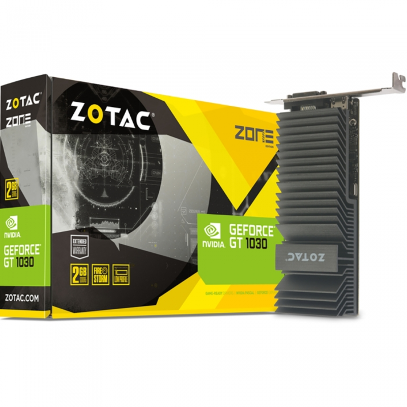 GT 1030, ZONE Edition Low Profile 2GB, 64bit, GDDR5, DVI-D/HDMI RTL {20} (ZT-P10300B-20L)