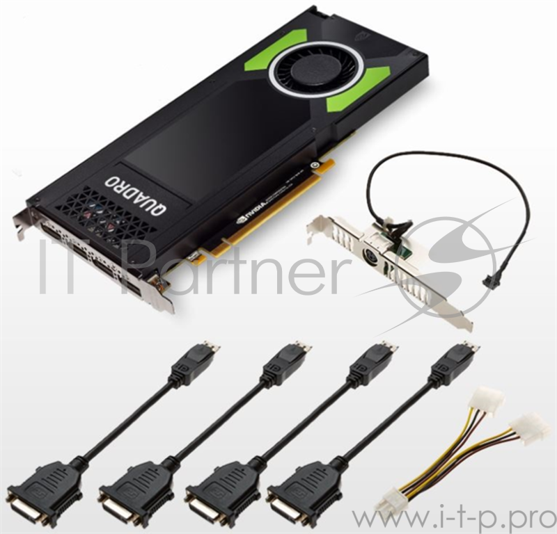 PNY Nvidia Quadro P4000 8GB PCIE 4xDP1.4+3pin 3D-Stereo 256-bit 1792 Cores DDR5 2xDP to DVI-D SL, Stereo connector bracket, Retail