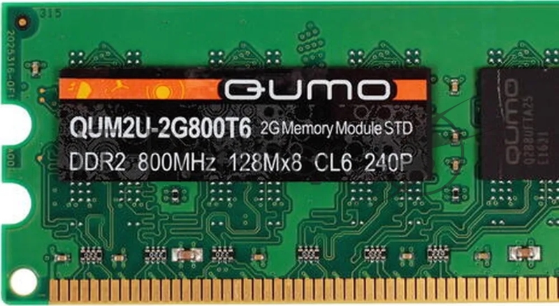 Модуль памяти DDR-II 2GB QUMO 800MHz PC-6400 128Mx8 CL6 Retail (QUM2U-2G800T6)