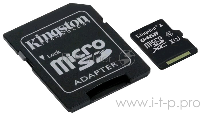 Карта памяти 64ГБ Kingston SDCS/64GB microSD XC UHS-I + адаптер