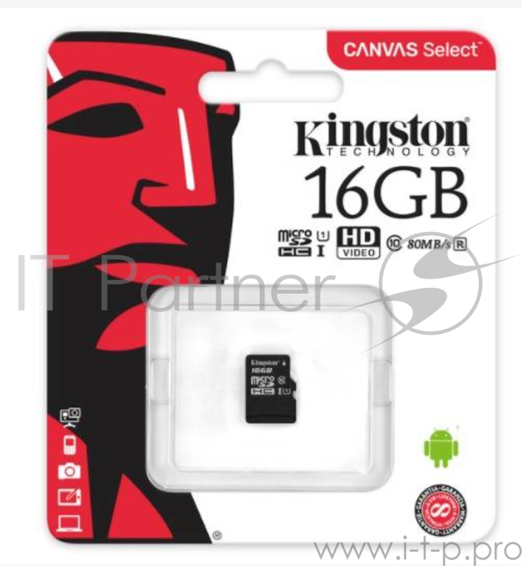 Карта памяти 16ГБ Kingston SDCS/16GBSP microSD HC UHS-I