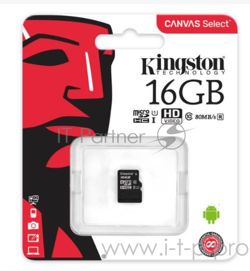 Карта памяти 16ГБ Kingston SDCS/16GBSP microSD HC UHS-I