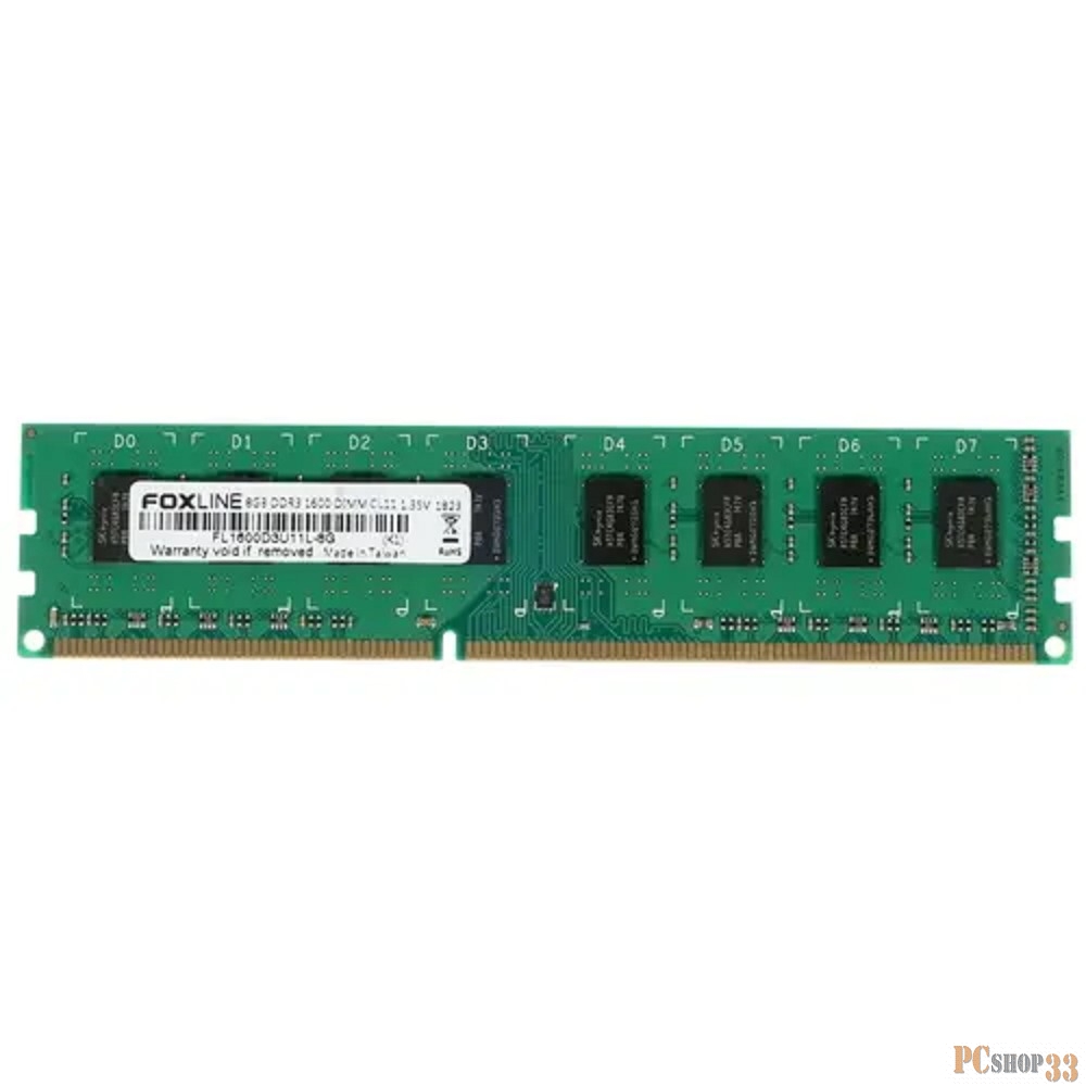Модуль памяти Foxline DIMM 8GB 1600 DDR3 CL11 (512*8) 1.35