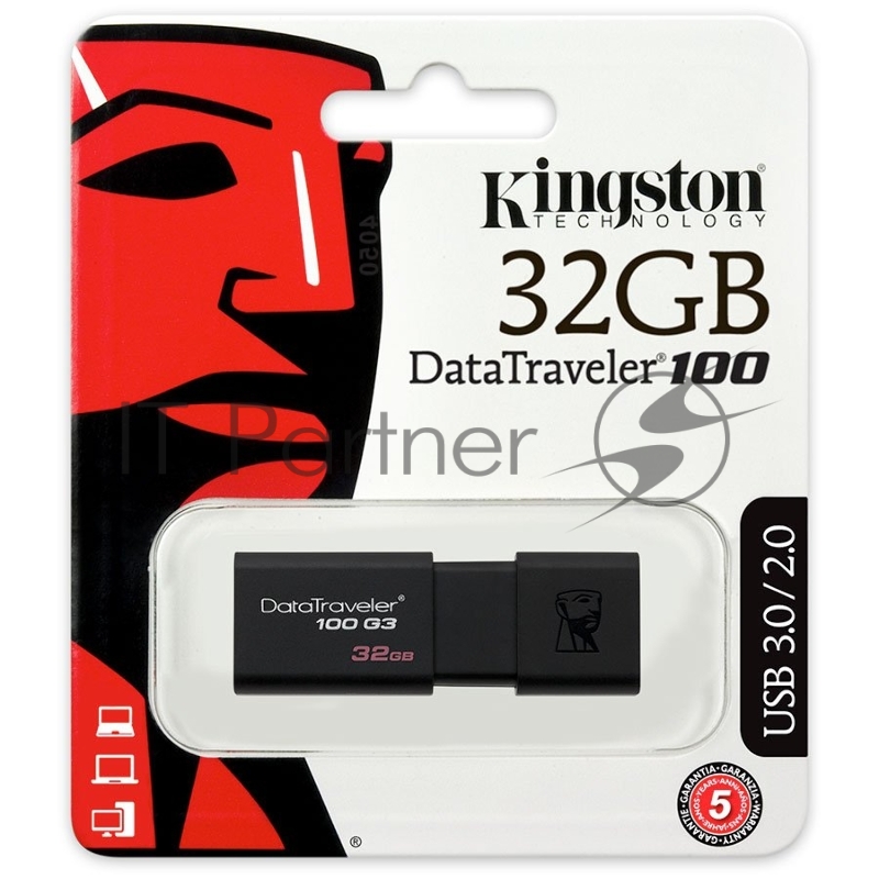 Накопитель USB flash 32ГБ Kingston DataTraveler 100 G3 DT100G3/32GB (USB3.0)