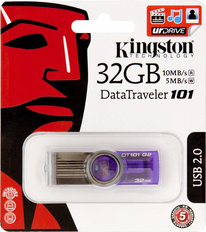 Накопитель USB flash 32ГБ Kingston DataTraveler 101 Generation 2 DT101G2/32GB, фиолетовый (USB2.0)