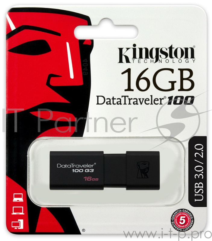 Накопитель USB flash 16ГБ Kingston DataTraveler 100 G3 DT100G3/16GB (USB3.0)