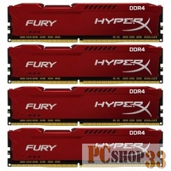 Модуль памяти Kingston 32GB 2133MHz DDR4 CL14 DIMM (Kit of 4) HyperX FURY Red